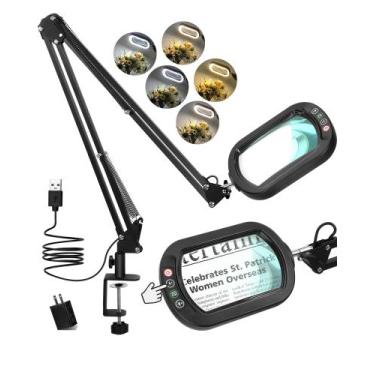 Imagem de Lupa Drdefi 10X com luz e suporte, lâmpada LED de 40 cm