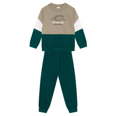 Imagem de Conjunto infantil menino em moletinho de dinossauro Brandili-Masculino