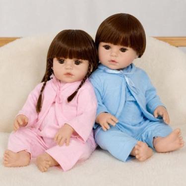 Imagem de Bebê Reborn Gêmeos Casal Menino Corpo de Silicone Realista - Cegonha R