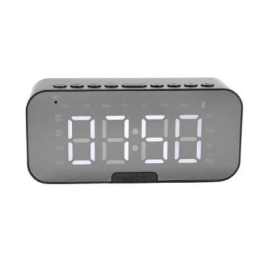 Imagem de Relogio Despertador Digital Caixa De Som Bluetooth Radio Espelhado Usb