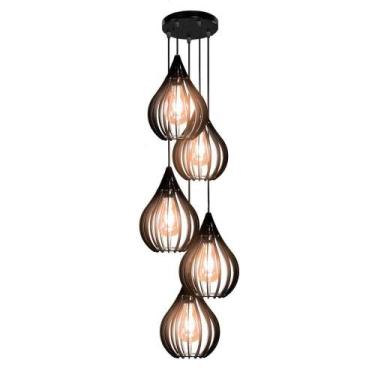Imagem de Luminária Teto Lustre Pendente Balcão Cozinha Sala 5 Chile Cor:preto -