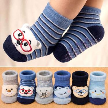 Imagem de Kit 4 Pantufas Antiderrapante com Bordado Lúdico 3D para Bebês até 24 