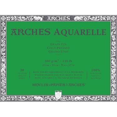 Imagem de ARCHES Aquarelle 300 g/m² Grão Fino, Branco Natural Bloco 20 Folhas