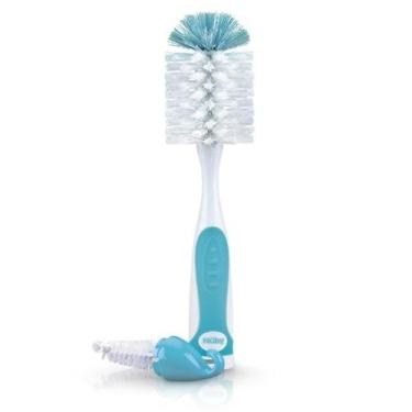 Imagem de Escova  Para Higienizar Bicos Mamadeiras e Garrafinhas Nûby 2em1, Azul