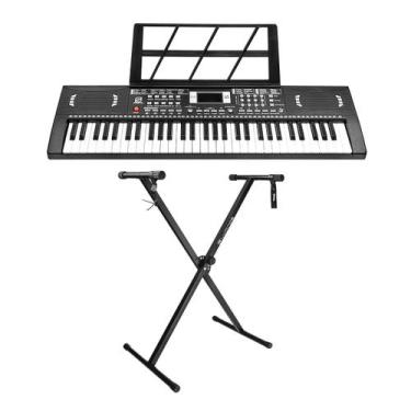 Imagem de Kit Teclado Musical 61 Teclas Com 100 Timbres/Ritmos Sustain E Suporte