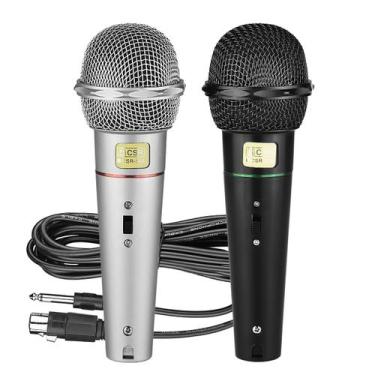 Imagem de 2 X Microfone Dinâmico Com Fio P/ Karaoke Cabo 3m Pro Nfe - CSR