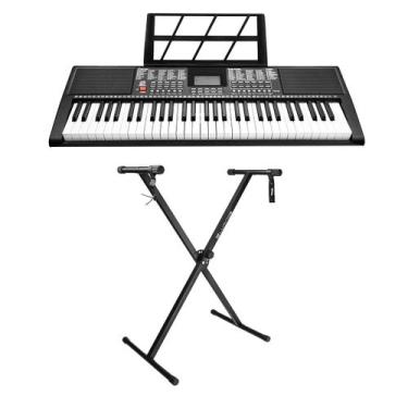 Imagem de Kit Teclado Musical 61 Teclas Com 200 Timbres/Ritmos 70 Demos E Suport