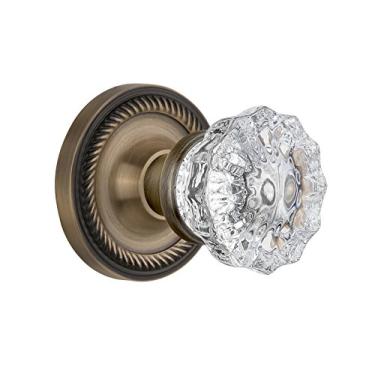 Imagem de Nostalgic Warehouse Roseta de corda com puxador de vidro de cristal, único e resistente, latão antigo