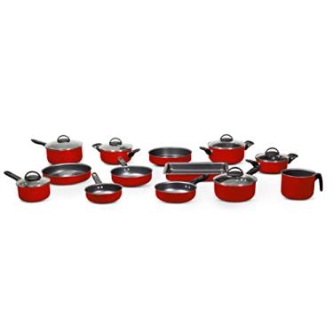 Imagem de Conjunto de panelas antiaderente vermelho 13 peças completo