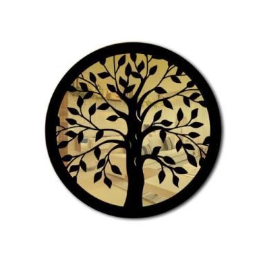 Imagem de Quadro Decorativo Árvore Da Vida Dourado Espelhado Em Mdf - Papel E Pa