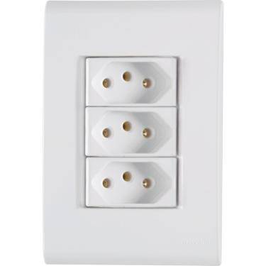 Imagem de Conjunto 4x2 com 3 Tomadas 2P+T 20 A 250 V Tramontina Liz Branco Tramontina