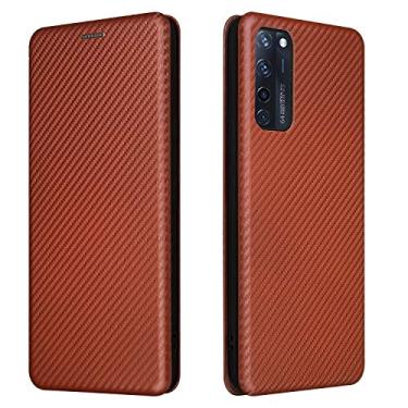 Imagem de YUNCHAO Caixa de telefone Para ZTE AXON 20 5G / 4G Fibra de Carbono Textura Magnética Flip Horizontal TPU + PC + Caixa de Couro PU com Slot para Cartão capa para celular