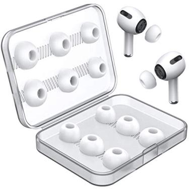 Imagem de 12 peças de substituição de pontas auriculares para AirPods Pro, pontas auriculares de silicone para Airpods Pro com caixa de armazenamento portátil e cabe no estojo de carregamento (P/M/G/branco)