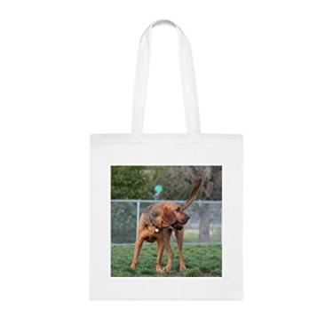 Imagem de Bolsa para cães Bloodhound, presente para cachorro Bloodhound, aniversário de cachorro bloodhound bolsa de ombro para cachorro Bloodhound, bolsa reutilizável para cães Bloodhound, Branco