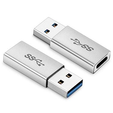 Imagem de ELECTOP Adaptador USB 3.1 tipo C fêmea para USB A macho (pacote com 2), tipo A para C USB 3.1 fêmea para USB A fêmea suporta sincronização de dados e carregamento