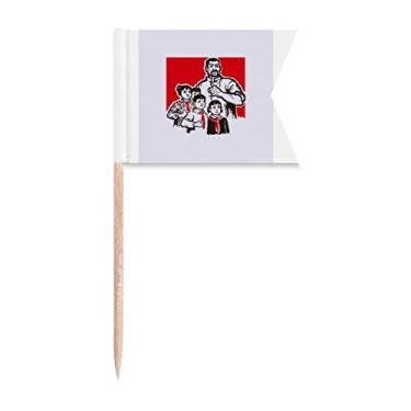 Imagem de Bandeiras de palito de dente com modelo de publicidade da China Red Education para marcação de rotulagem para bolo de festa prato de queijo