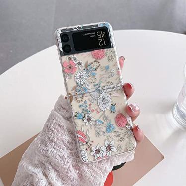 Imagem de Capa de telefone dobrável transparente pintada para Samsung Z Flip 4 com pulseira para Samsung Z Flip 3 ZFlip4 Capa traseira dura, A, Para Z Flip 4