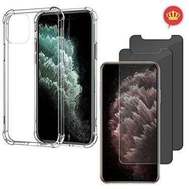 Imagem de Capa iPhone 11 Pro Max Anti Impactos Antiqueda + 2x Películas de Vidro Anti-Espião Privacidade, Fumê