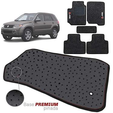 Imagem de Jogo de Tapete Carpete Tevic Pinado Suzuki Grand Vitara 2012 13 14 15 16 Impermeável Lavável Logo Bordado 5 Peças