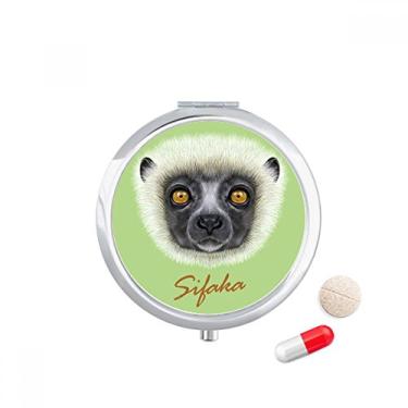 Imagem de Estojo de comprimidos de animais de macaco sifaka branco fofo, caixa de armazenamento de medicamentos