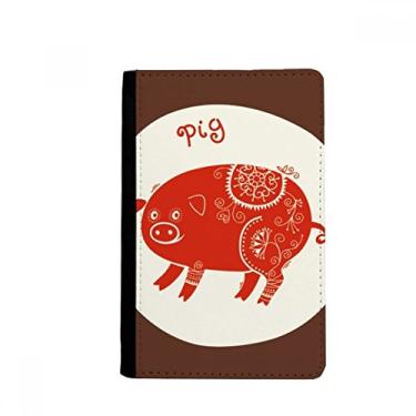 Imagem de Year Of Pig Animal China Zodíaco Vermelho Porta-passaporte Notecase Burse Carteira Carteira Porta-cartão