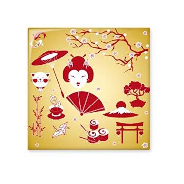 Imagem de Taça branca amarela vermelha de sushi Japão cerâmica brilhante decalque pedra adorna tijolo vitrificado