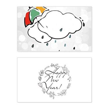 Imagem de Umbrella Weather Cloud Ilustration Pattern New Year Festival Greeting Card Bless Message Gift
