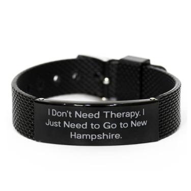 Imagem de SpreadPassion Presente Epic New Hampshire Gifts, I Don't Need Therapy I Just Need to Go to New Hampshire, pulseira de malha de tubarão preto para New Hampshire