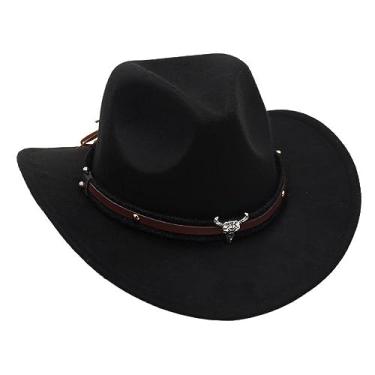 Imagem de Vaveren Chapéu de Aba Larga Chapéu de Cowboy Ocidental Acampamento Vestido de Festa de do Festa Crianças Cosplay Caminhadas Chapéu de Pesca, PRETO