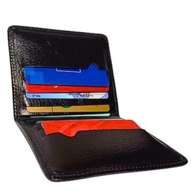 Imagem de Porta cartão de couro masculino feminino mini carteira slin pratico e moderno