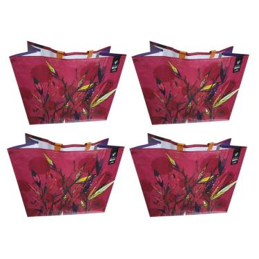 Imagem de 4 Sacolas Ráfia Retornável Grande 39x44x22cm Cores Nat. B4u