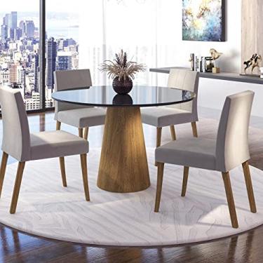 Imagem de Conjunto Sala de Jantar Mesa 110x110cm Vidro com 4 Cadeiras Cristal Tradição Móveis