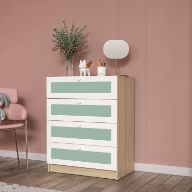 Imagem de Cômoda Infantil 4 Gavetas Comic Legno Salinas/Verde Bellagio/Branco