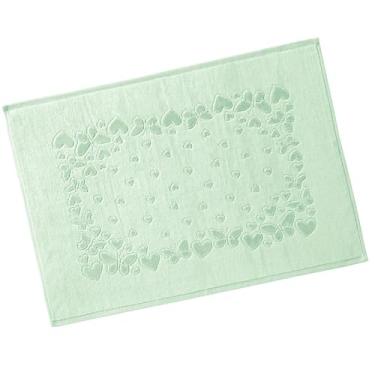 Imagem de Toalha de Piso Aveludada Romance Dohler Macia 100% Algodão Jacquard Fio Penteado Coração Borboleta (Verde 9503)