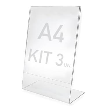 Imagem de Display Expositor A4 Em L Ps Cristal Acrílico Balcão 3 Peças