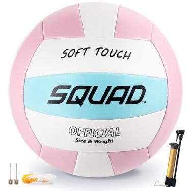 Imagem de SQUAD Bola de vôlei premium tamanho 5 – Bola de vôlei de couro composto macio para treinamento interno ao ar livre, para jovens e mulheres, ideal para praia, quintal e parque
