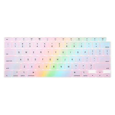 Imagem de CaseBuy Capa de teclado para MacBook Air 13 polegadas 2020 2021 modelo A2179 A2337 Apple M1 Chip com Touch ID, MacBook Air M1 protetor de teclado Skin, arco-íris