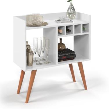 Imagem de Aparador Buffet Barzinho Cantinho do Café Rubi Com Adega Pés Palito Escritório Hall de Entrada (Branco)