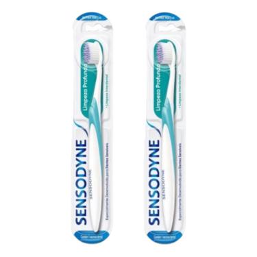 Imagem de Escova Dente Extra Macia Limpeza Profunda Sensodyne Kit X2 Escova dente extra macia limpeza profunda sensodyne kit x2
