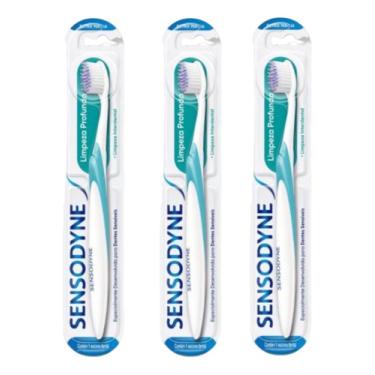 Imagem de Escova Dente Extra Macia Limpeza Profunda Sensodyne Kit X3 Escova dente extra macia limpeza profunda sensodyne kit x3