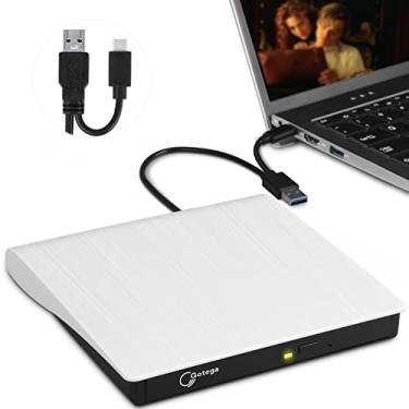 Imagem de Unidade de DVD externa USB 3.0 TIPO C USB C CD/DVD +/-RW portátil drive de CD externo leitor de DVD para laptop leitor de gravador de CD/DVD ROM compatível com laptop, desktop, PC, Windows, Linux, OS,