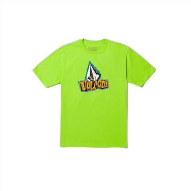 Imagem de Volcom Camiseta de manga curta para meninos grandes, Verde elétrico, M
