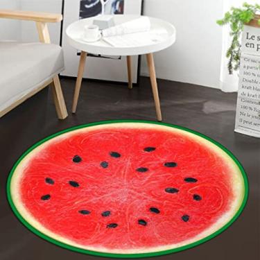 Imagem de keepcute Tapete redondo de frutas, estampa de melancia, tapete circular antiderrapante para quarto, sala de estar, estudo ao ar livre, jogos, decoração de casa, tapetes de 90 cm de diâmetro