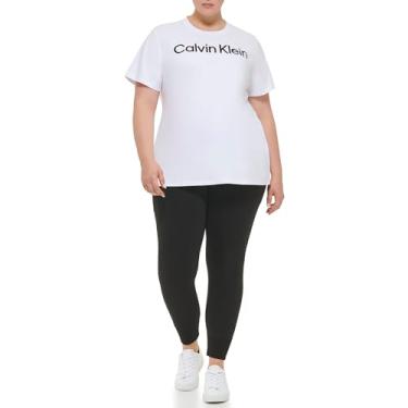 Imagem de Calvin Klein Performance Camiseta feminina plus macia de manga curta, Branco, 1X
