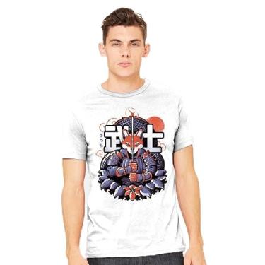 Imagem de TeeFury - Samurai Fox - Camiseta masculina animal,, Cinza mesclado, GG