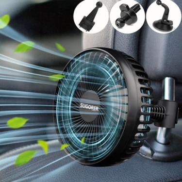 Imagem de Ventilador de carro USB para assento de carro no banco traseiro, passageiro de animais de estimação, 3 velocidades, clipe giratório de 360°, ventilador de painel de circulação de ar traseiro potente