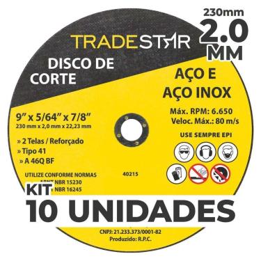 Imagem de Kit C- 10 Disco De Corte Metal 9 230x2,0 Mm Furo 22-23 Mm
