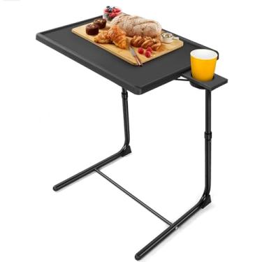 Imagem de LORYERGO Bandeja de TV – Mesa de TV para comer, bandejas de mesa dobráveis com 6 altura...