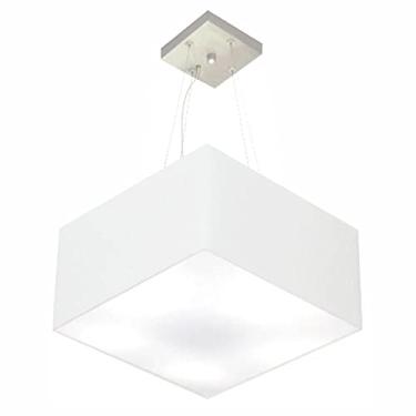 Imagem de Lustre Pendente Quadrado Cúpula Tecido 25/40x40 cm, Vivare Iluminação, Pendente4195 BR, Branco, Médio