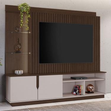 Imagem de Estante para TV Até 60 Polegadas Amparo 2 Portas com Led Café/ Off Café - Jcm Móveis